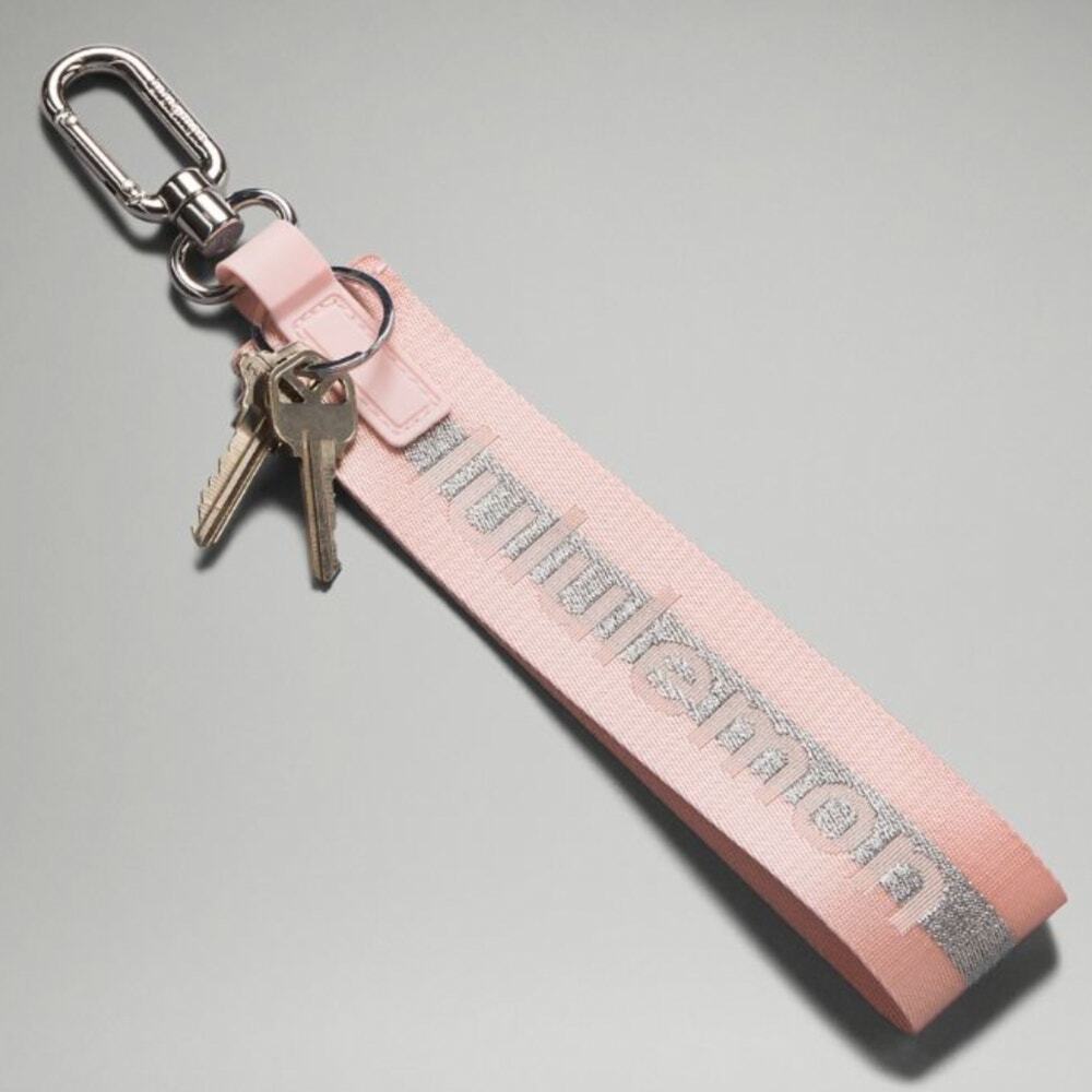 NEW Lululemon Never lost Keychain Wordmark Pink Silver Gold